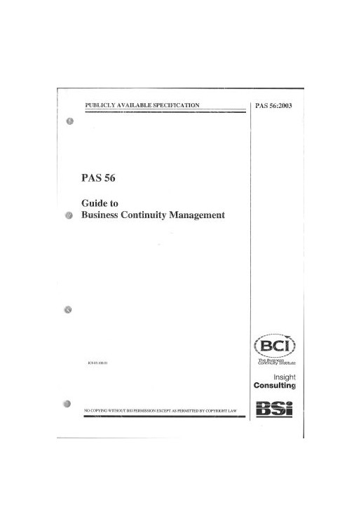 Guide to Business Continuity Management PAS 56