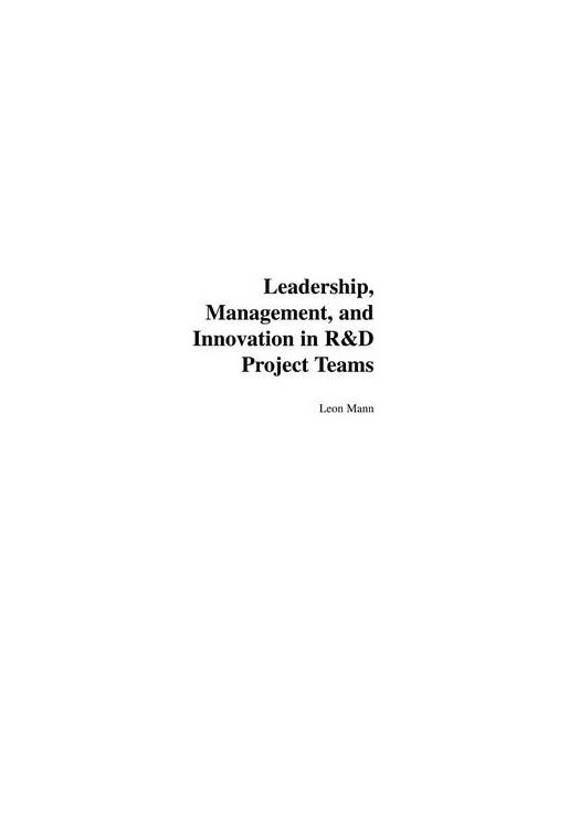 Leadership,Management,and Innovation in R&D Project Teams